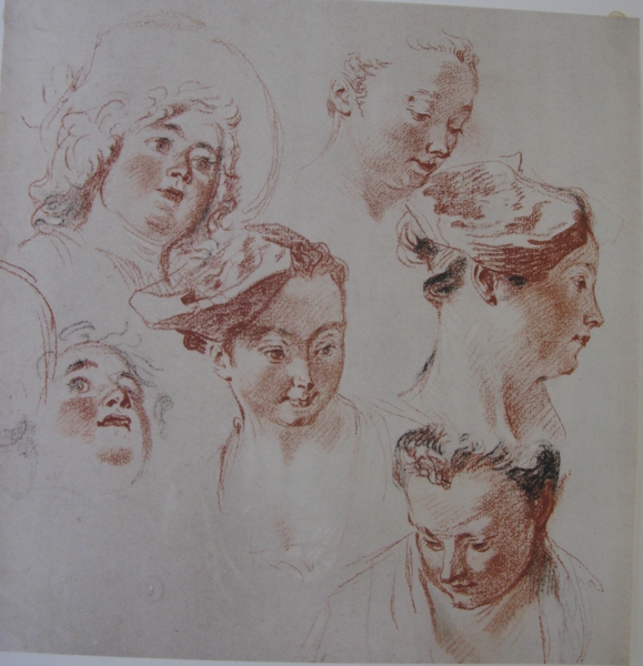 Sheet of six studies of Heads